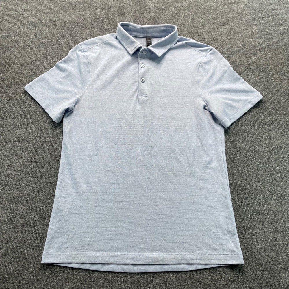 Lululemon Evolution Polo Men Small Blue Short Sleeve Golf Shirt LM3DZPS